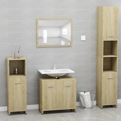 vidaXL Set Mobili da Bagno Rovere Sonoma in Legno Multistrato