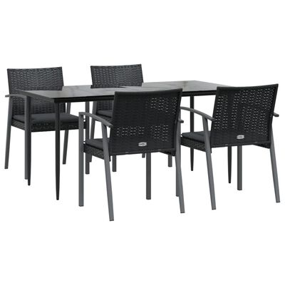 vidaXL Set Pranzo da Giardino 5pz con Cuscini in Polyrattan e Acciaio