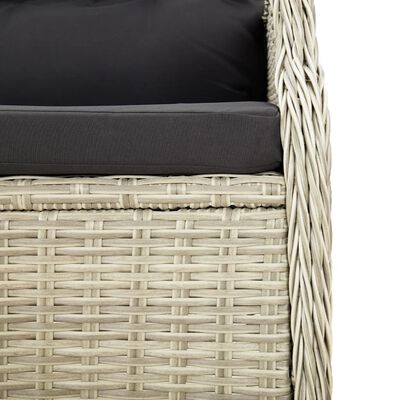 vidaXL Panca da Giardino 2 Posti con Cuscini Polyrattan Grigio Chiaro