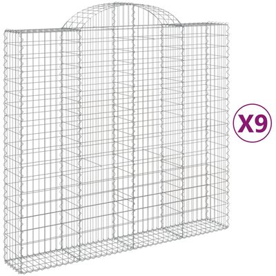 vidaXL Cesti Gabbioni ad Arco 9 pz 200x50x180/200 cm Ferro Zincato