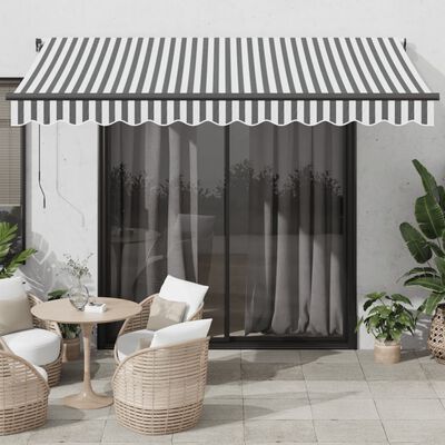 vidaXL Tenda da Sole Retrattile Manuale Antracite e Bianco 350x250 cm