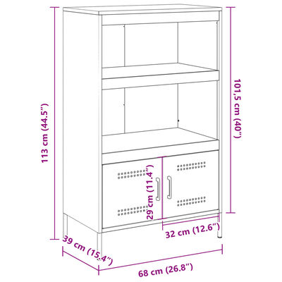 vidaXL Credenza Antracite 68x39x113 cm in Acciaio