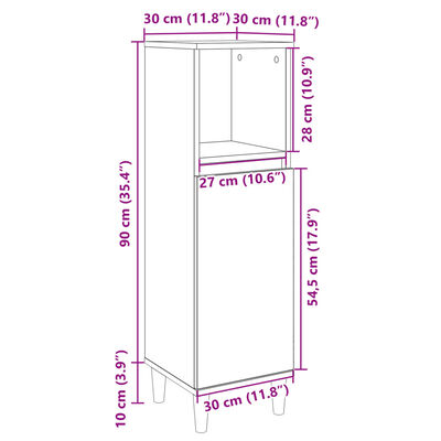 vidaXL Armadietto da Bagno Rovere Sonoma 30x30x100cm Legno Multistrato