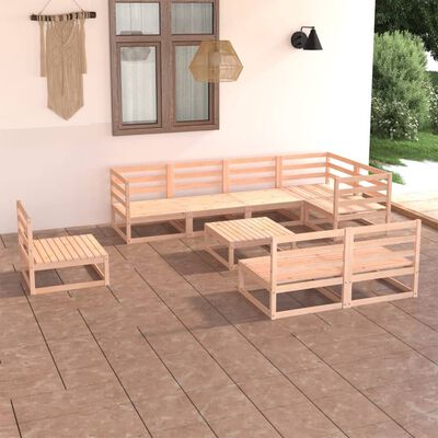 vidaXL Set Divani da Giardino 9 pz in Legno Massello di Pino