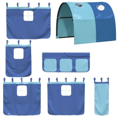 vidaXL Letto a Soppalco con Tunnel Bambini Blu 80x200cm Massello Pino