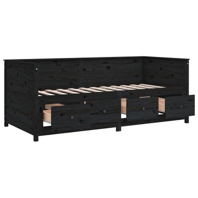 vidaXL Dormeuse Nera 75x190 cm in Legno Massello di Pino