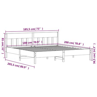 vidaXL Giroletto senza Materasso Bianco 180x200 cm Legno Massello Pino