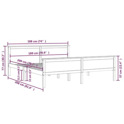 vidaXL Giroletto in Legno Massello di Pino 180x200 cm