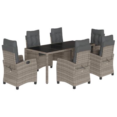 vidaXL Set da Pranzo da Giardino 7 pz con Cuscini in Polyrattan Grigio