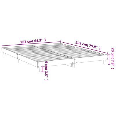 vidaXL Giroletto Grigio Sonoma 160x200 cm in Legno Multistrato