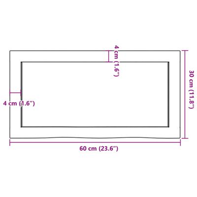 vidaXL Piano Bagno 60x30x(2-6) cm in Legno Massello Non Trattato