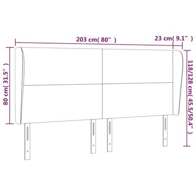 vidaXL Testiera ad Orecchio Nera 203x23x118/128 cm in Velluto