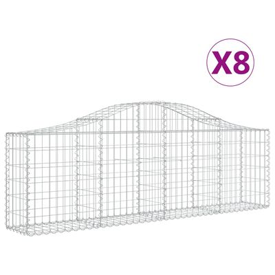 vidaXL Cesti Gabbioni ad Arco 8 pz 200x30x60/80 cm Ferro Zincato