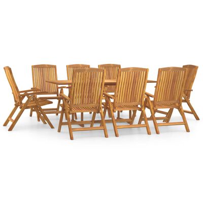 vidaXL Set da Pranzo per Giardino 9 pz in Legno Massello di Teak