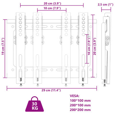 vidaXL Supporto TV a Muro per Schermo 14-42" Max VESA 200x200 mm 30kg