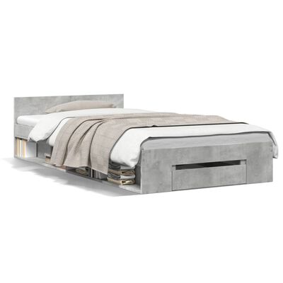 vidaXL Giroletto Cassetto Grigio Cemento 75x190 cm Legno Multistrato