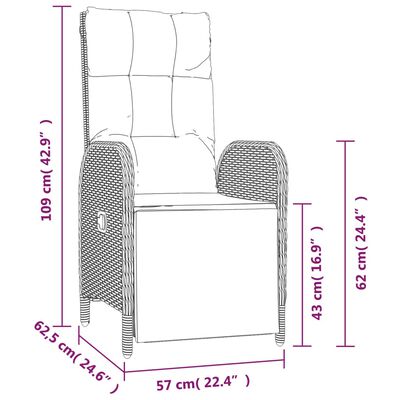 vidaXL Set da Pranzo da Giardino 7 pz Nero con Cuscini in Polyrattan