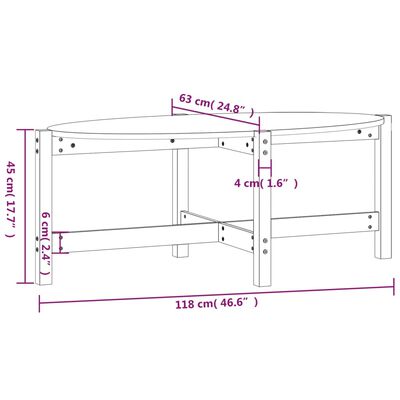 vidaXL Tavolino da Salotto Ambra 118x63x45cm in Legno Massello di Pino