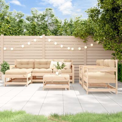 vidaXL Set Divani da Giardino 7 pz con Cuscini in Legno Massello