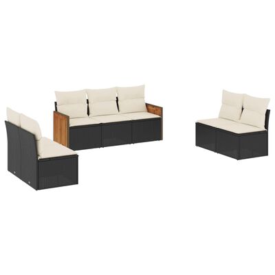 vidaXL Set Divani da Giardino con Cuscini 7pz Nero Polyrattan