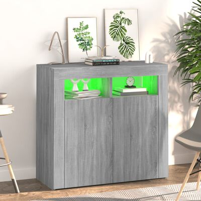 vidaXL Credenza con Luci LED Grigio Sonoma 80x35x75 cm