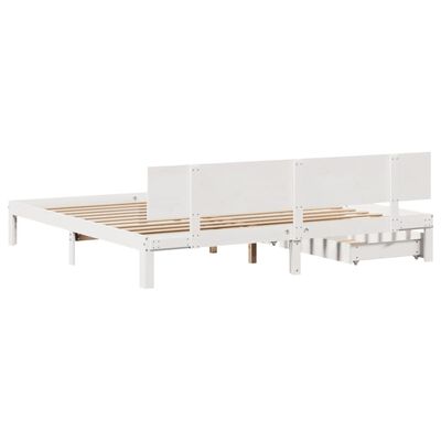 vidaXL Giroletto con Cassetti Bianco 180x200 cm Legno Massello di Pino