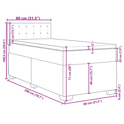 vidaXL Giroletto a Molle con Materasso Marrone Scuro 80x200 cm Tessuto