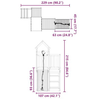 vidaXL Set da Gioco da Esterno in Legno di Pino Impregnato