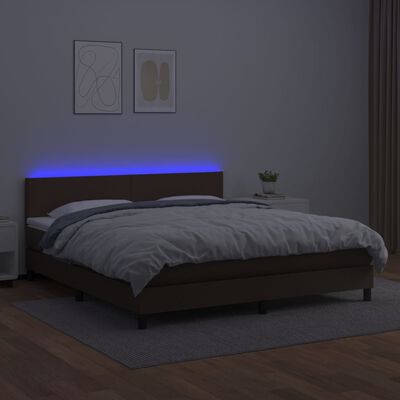 vidaXL Giroletto Molle con Materasso e LED Marrone 160x200 cm