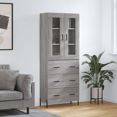 vidaXL Credenza Grigio Sonoma 69,5x34x180 cm in Legno Multistrato