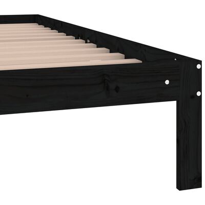 vidaXL Giroletto Nero in Legno Massello 135x190 cm Double