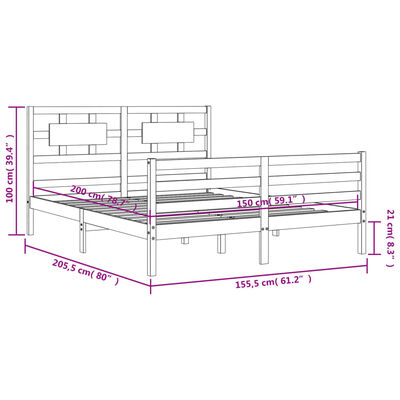 vidaXL Giroletto con Testiera King Size in Legno Massello