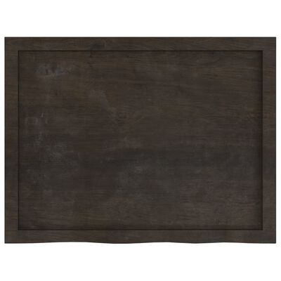 vidaXL Piano Bagno Marrone Scuro 80x60x(2-4)cm Legno Massello Trattato