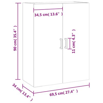 vidaXL Mobile a Parete Rovere Marrone 69,5x34x90 cm