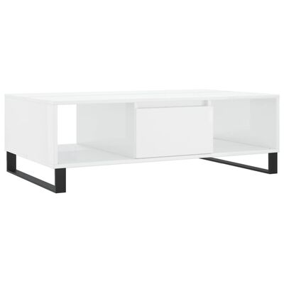 vidaXL Tavolino da Salotto Bianco Lucido 104x60x35cm Legno Multistrato