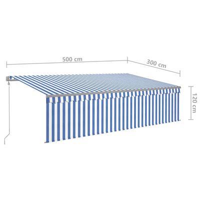 vidaXL Tenda Sole Retrattile Automatica Parasole 5x3 m Blu Bianco