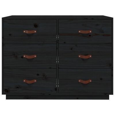 vidaXL Credenza Nera 100x40x75 cm in Legno Massello di Pino