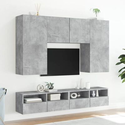 vidaXL Mobili TV Muro 2pz Grigio Cemento 100x30x30cm Legno Multistrato