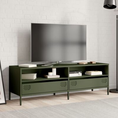 vidaXL Mobile TV Verde Oliva 135x39x43,5cm Acciaio Laminato a Freddo