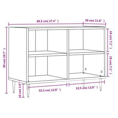 vidaXL Mobile Porta TV Bianco 69,5x30x50 cm in Legno Multistrato