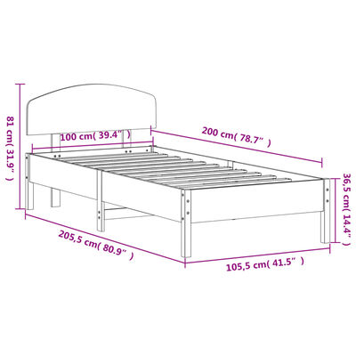 vidaXL Giroletto senza Materasso Marrone Cera 100x200 cm Legno di Pino