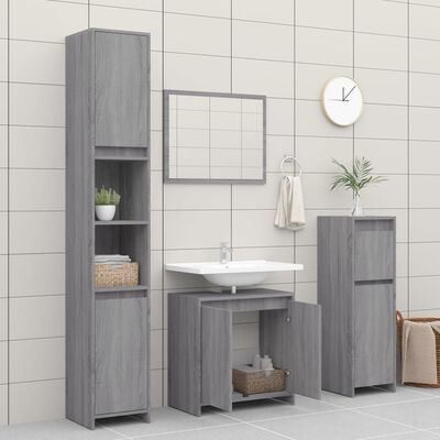 vidaXL Armadietto Bagno Grigio Sonoma 60x33x61 cm in Legno Multistrato