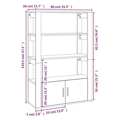 vidaXL Credenza Rovere Marrone 80x30x119,5 cm in Legno Multistrato