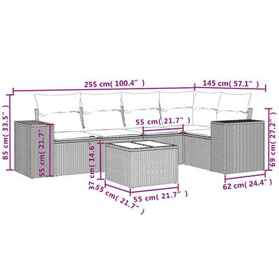 vidaXL Set Divano da Giardino 6 pz con Cuscini Nero in Polyrattan