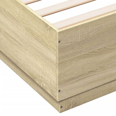 vidaXL Giroletto Luci LED Rovere Sonoma 160x200 cm Legno Multistrato