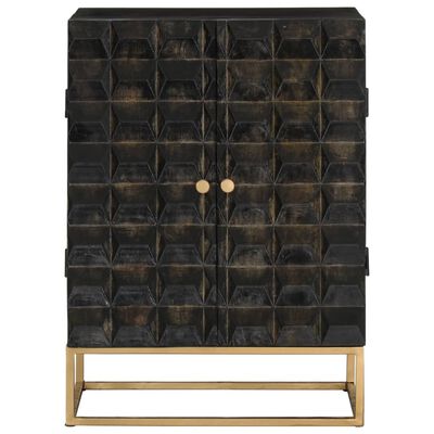 vidaXL Credenza Nera 55x34x75 cm in Legno Massello di Mango e Ferro