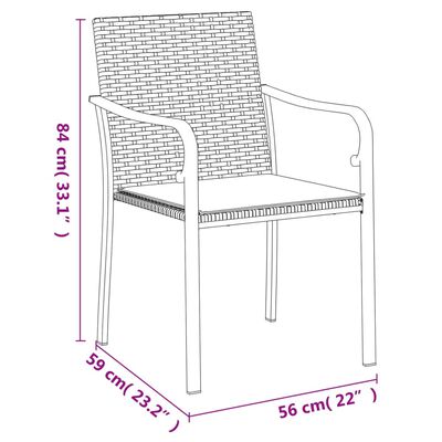 vidaXL Set Pranzo da Giardino 7 pz con Cuscini in Polyrattan e Acciaio