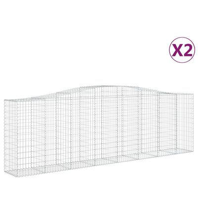 vidaXL Cesti Gabbioni ad Arco 2 pz 400x50x120/140 cm Ferro Zincato