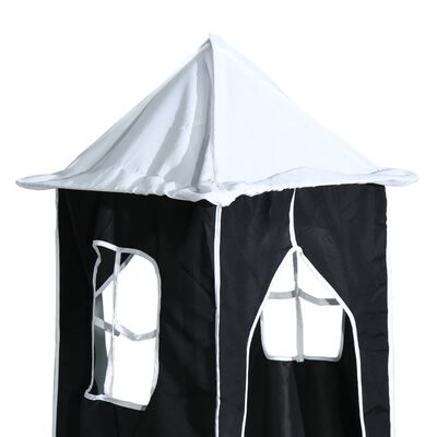 vidaXL Letto a Soppalco con Torre Bambini Bianco e Nero 90x200cm Pino