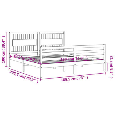 vidaXL Giroletto con Testiera Super King Size in Legno Massello